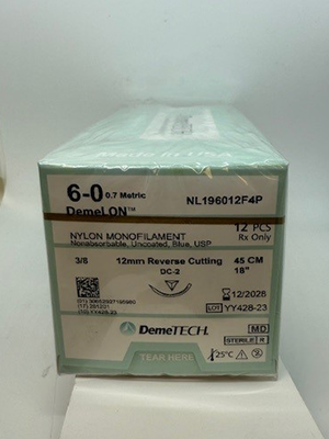 DemeLON Sutures 2/0 45cm 24mm Reverse Cutting Blue