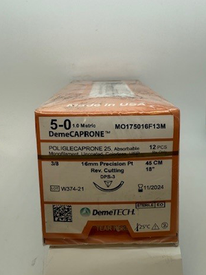 DemeCAPRONE Suture 5/0 45cm 16mm Precision Point RC Clear