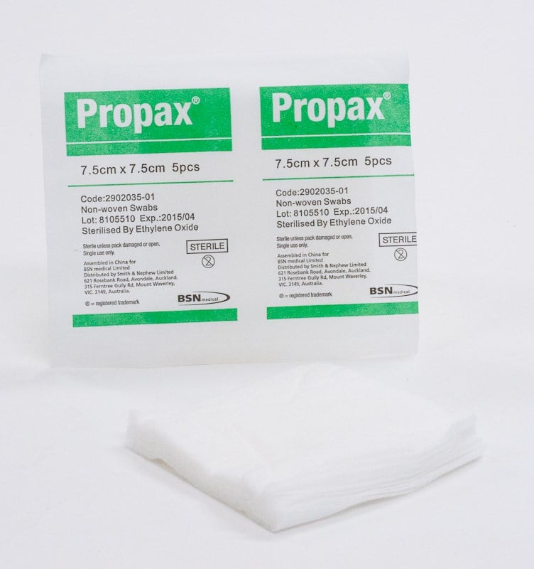 Propax Sterile Non Woven Swabs 7.5 x 7.5cm (5's)