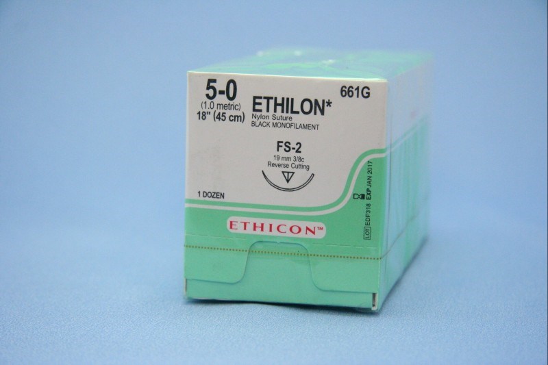 Ethicon Suture Ethilon 5/0 11mm 45cm (black)