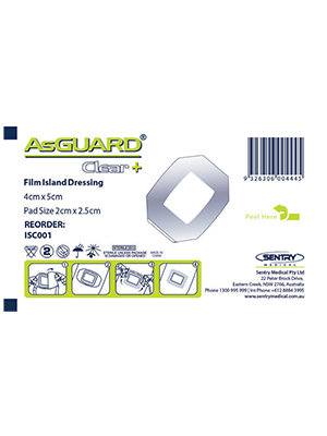 AsGUARD Clear+ Film Island Dressing 10 x 25cm