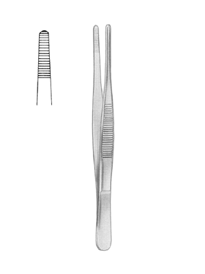 Standard Dressing Forceps, Straight, Stainless Steel, Sterile 13cm