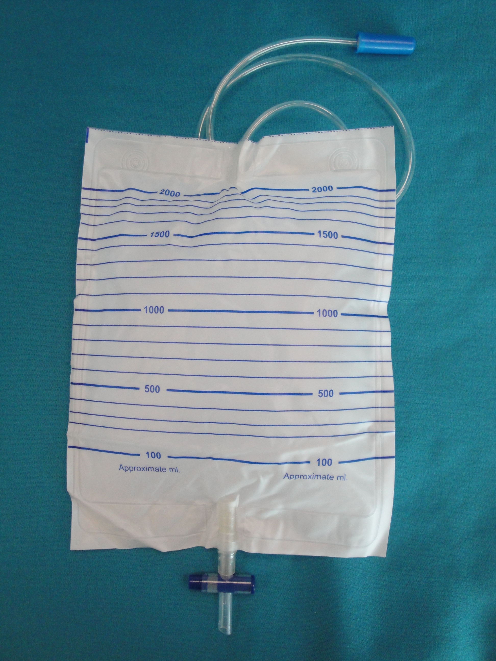 Urine Night Bag 2 Litre with T-Tap, Non-Return Valve & 90cm Tube